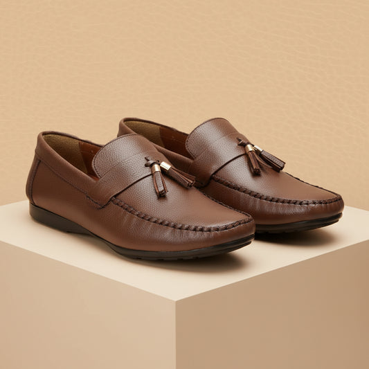 Leather tassel tan-5011