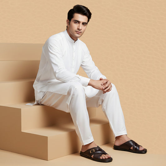 Leather Chappal With Buckle Brn-3007