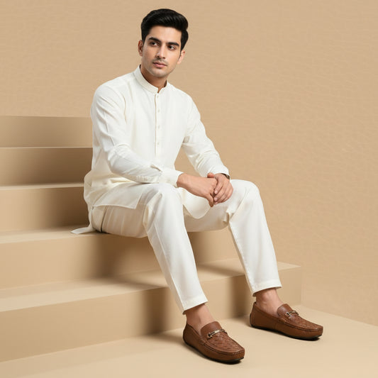 Leather paroi with buckle tan-1162