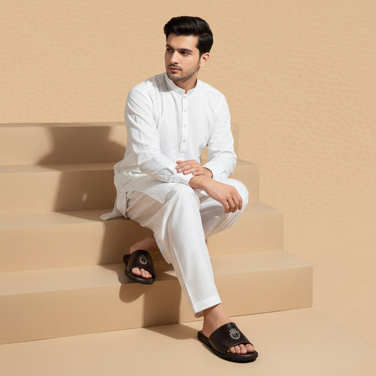 Leather Bilinear Slipper Brown-3001