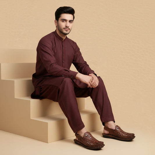 Leather Kolhapuri Sandal Brn-1007