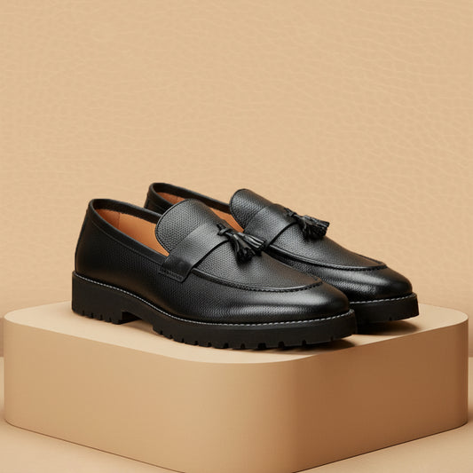 Leather Chunky Tassel blk-018