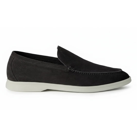 Summer Walk Suede Leather Black Loafer 4001