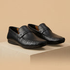 Leather top sider loafer black-5013