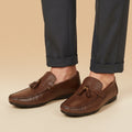 Leather tassel tan-5011