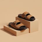 Leather Casual Slipper Tan-3013
