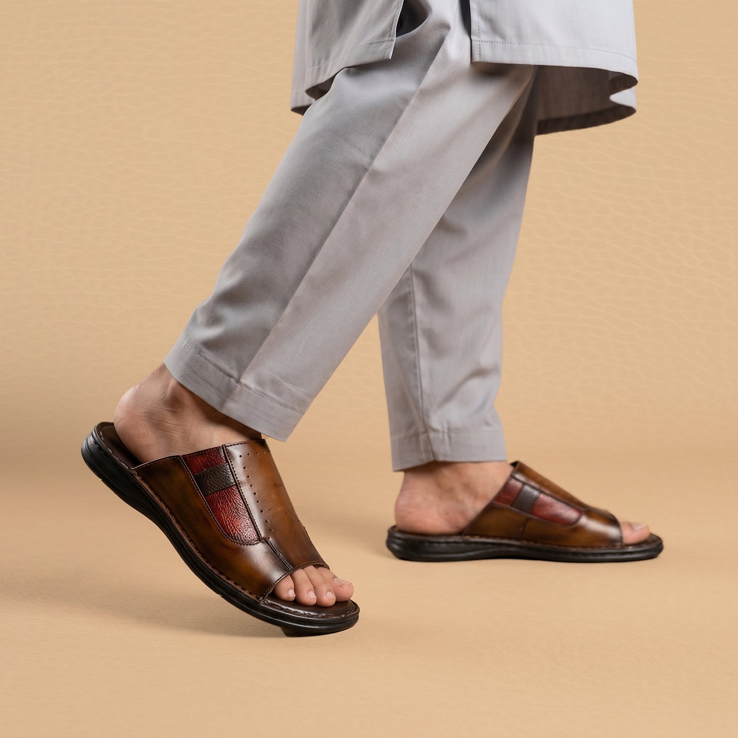 brown with mahroon slipper 3012