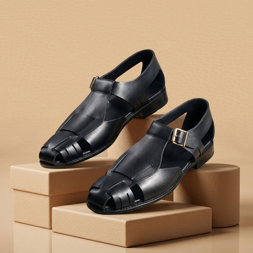 Elegant Cut leather sole Black-1006