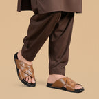 Leather Casual Slipper Tan-3005
