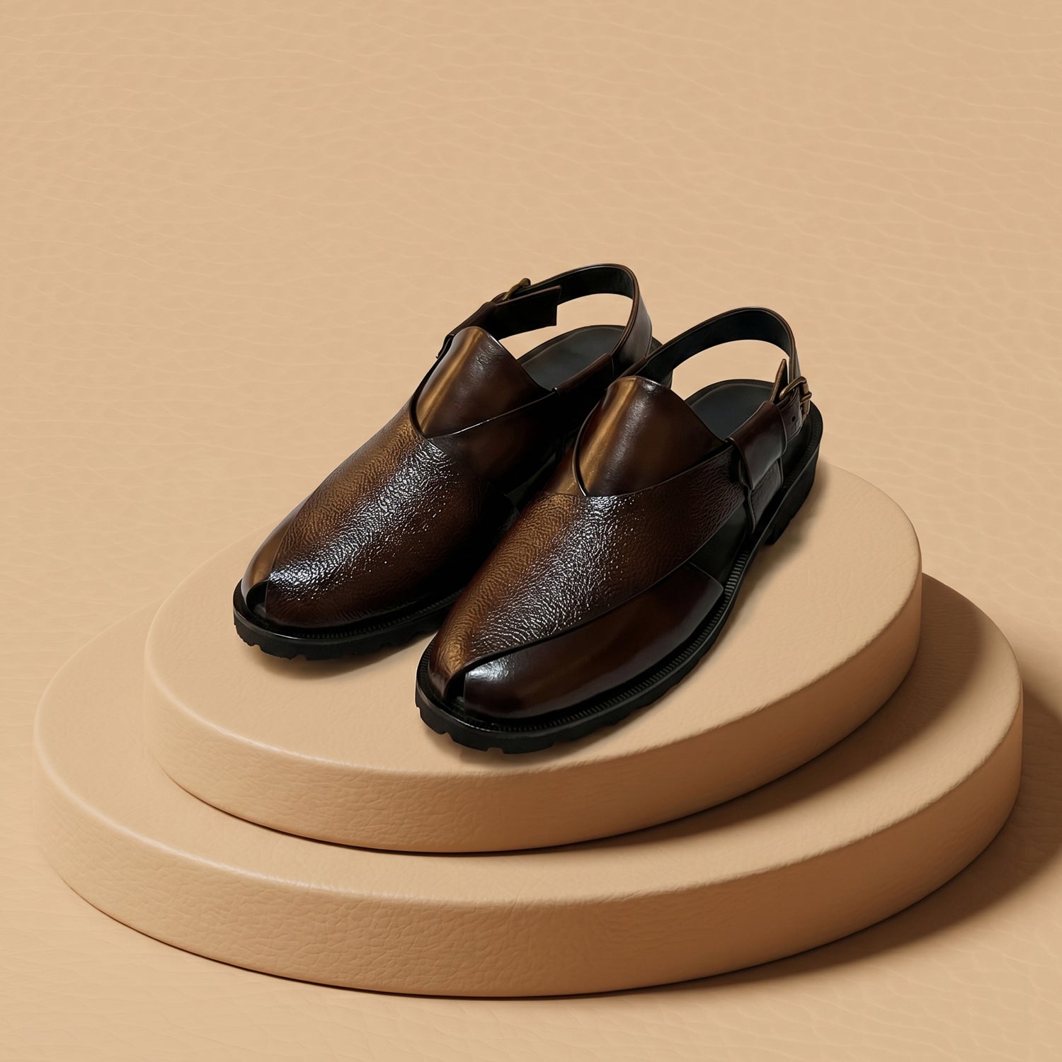 plain with mild leather high sole brown 1013