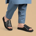 Leather Slipper Black-3009