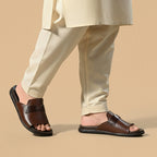 Leather Slipper Brown-3009