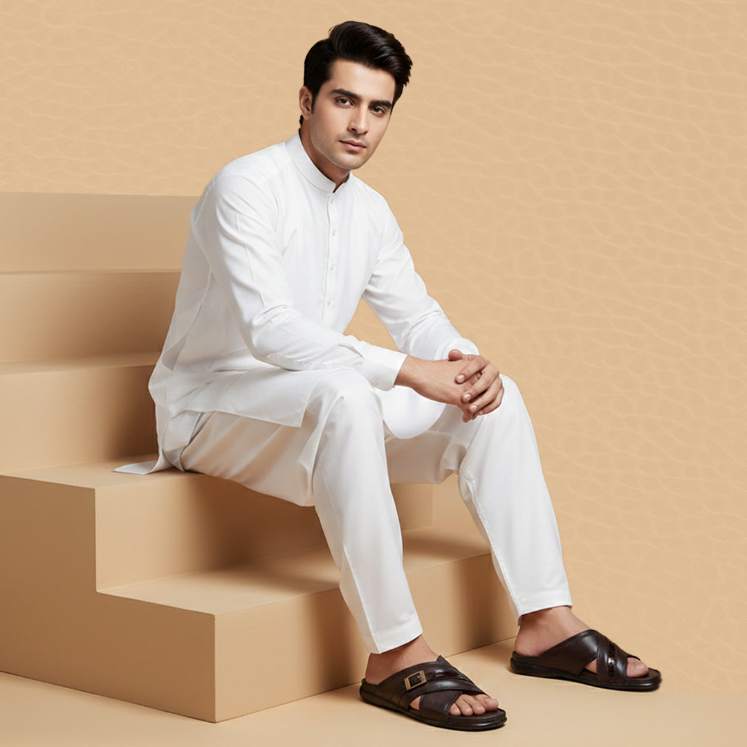 Leather Chappal With Buckle Brn-3007
