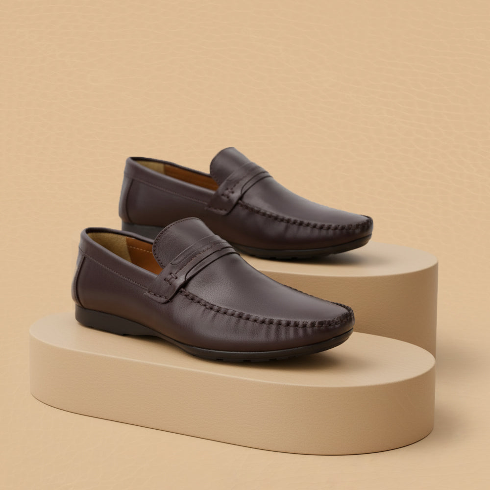 Leather top sider loafer brown-5013