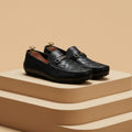 Leather paroi with buckle black-1162