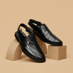Embosed Peshawari Chappal-BLACK-1009