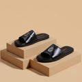 Leather bilinear Slipper black-3001
