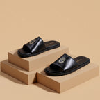 Leather bilinear Slipper black-3001