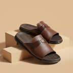 Leather Slipper Brown-3009