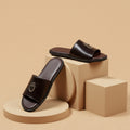 Leather Bilinear Slipper Brown-3001