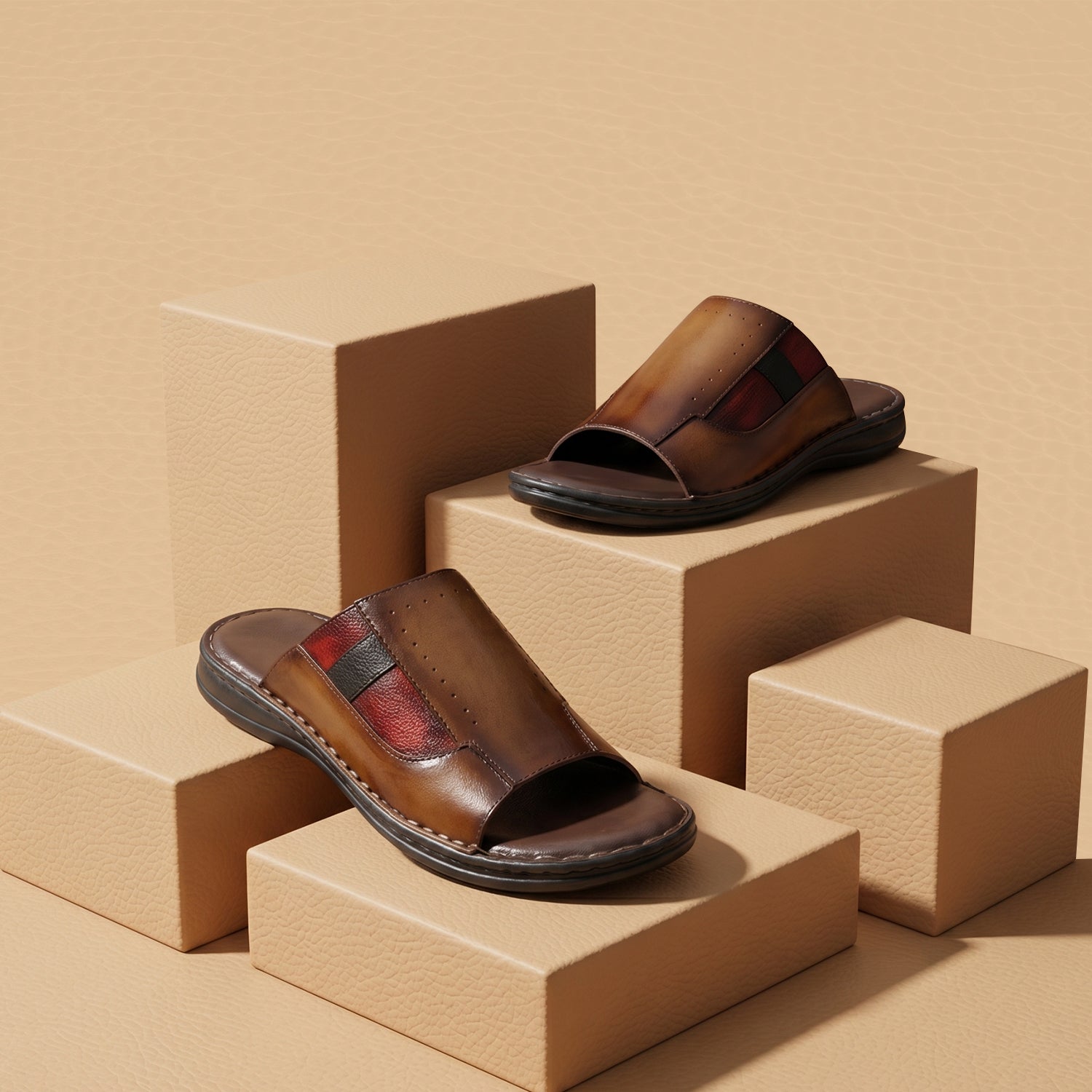 brown with mahroon slipper 3012