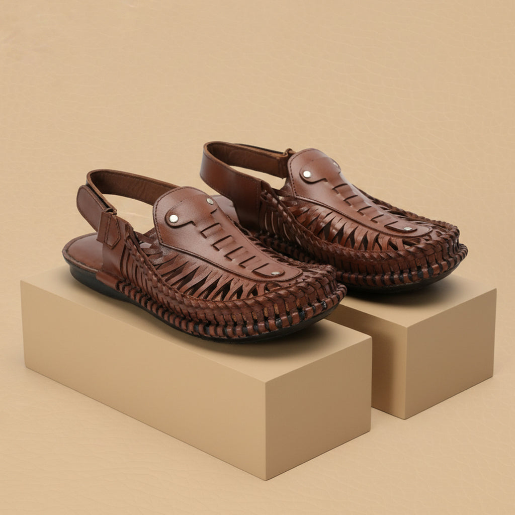 Leather Kolhapuri Sandal Brown-1007