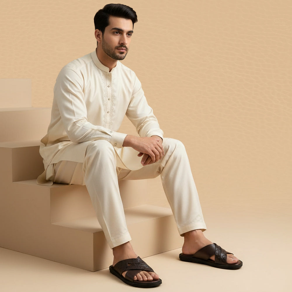 Leather Cross Slipper-3004