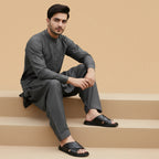 Leather Casual Slipper blk-3005