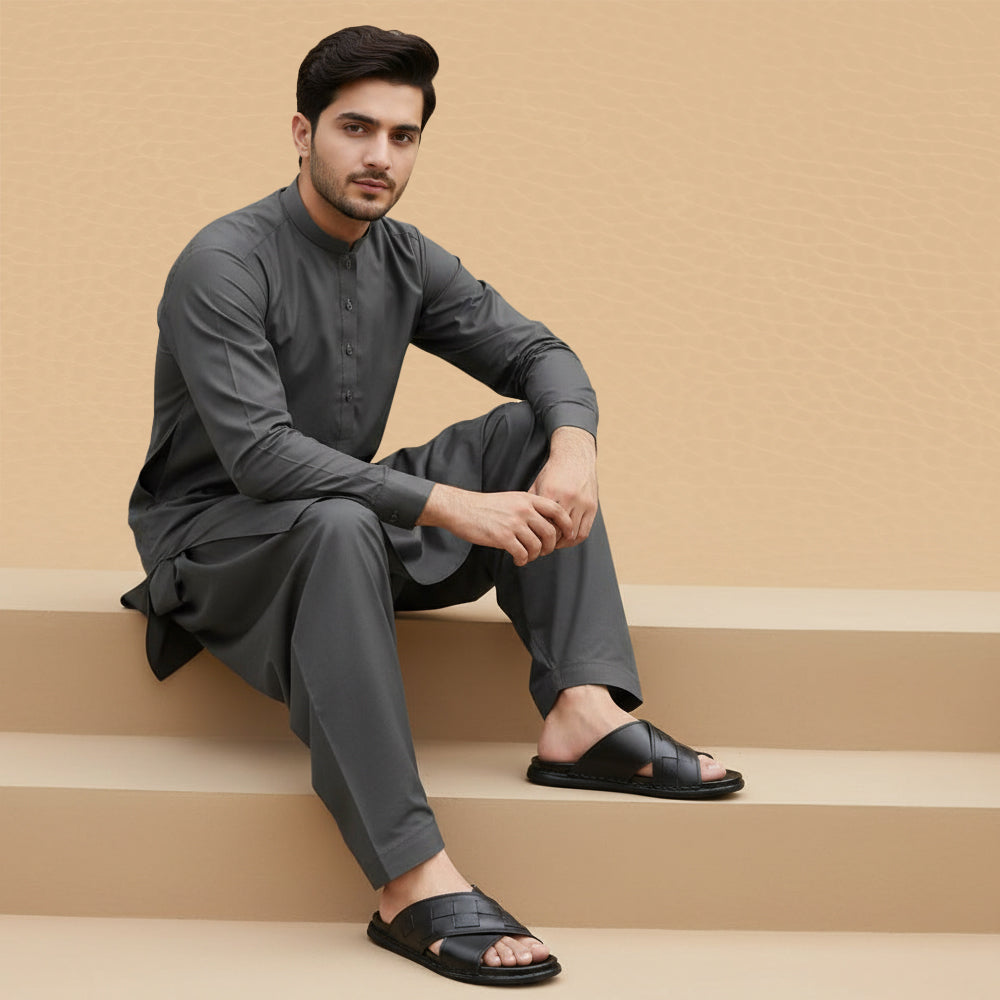 Leather Casual Slipper blk-3005