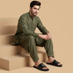 Leather bilinear Slipper black-3001