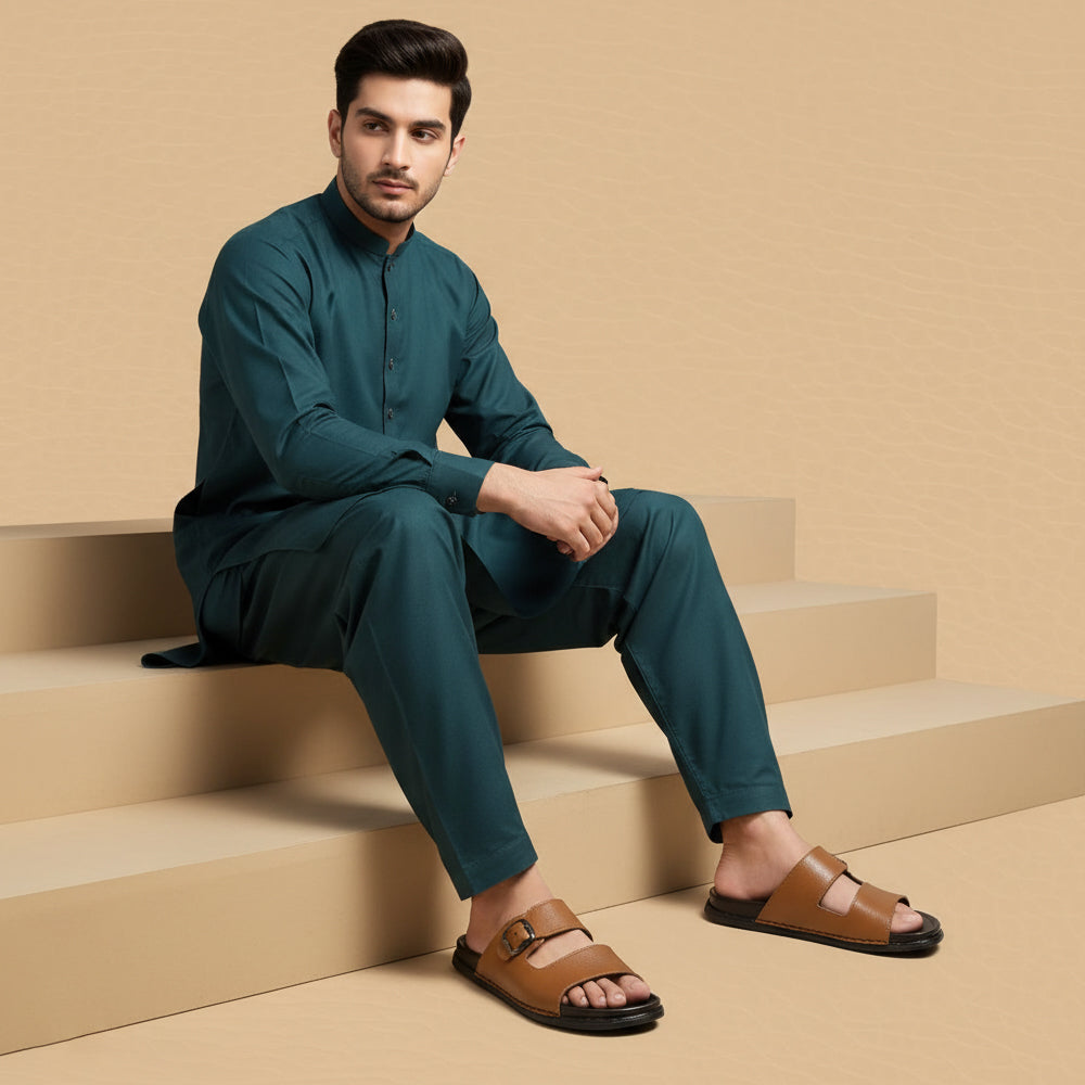 Leather Casual Slipper Tan-3013