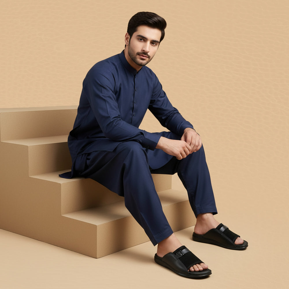 Slipper black with Suede 3006
