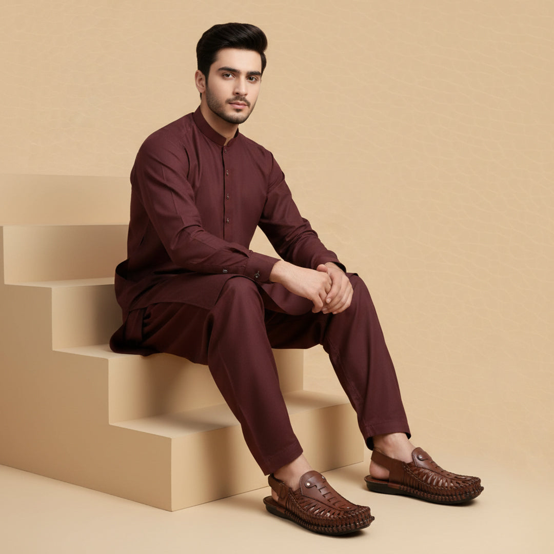 Leather Kolhapuri Sandal Brown-1007