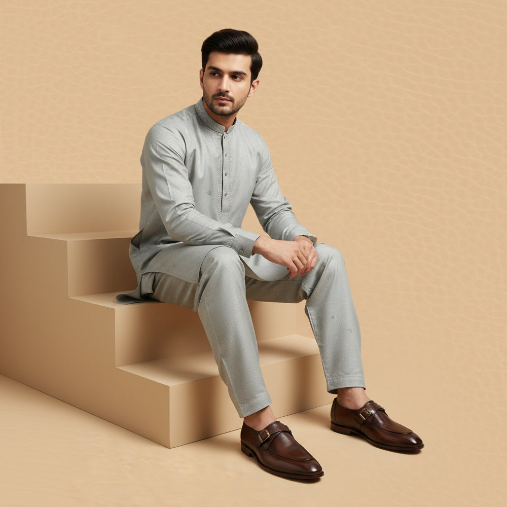 Leather double buckle brown-021