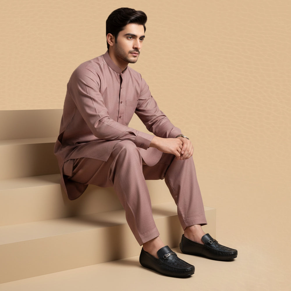 Leather paroi with buckle black-1162
