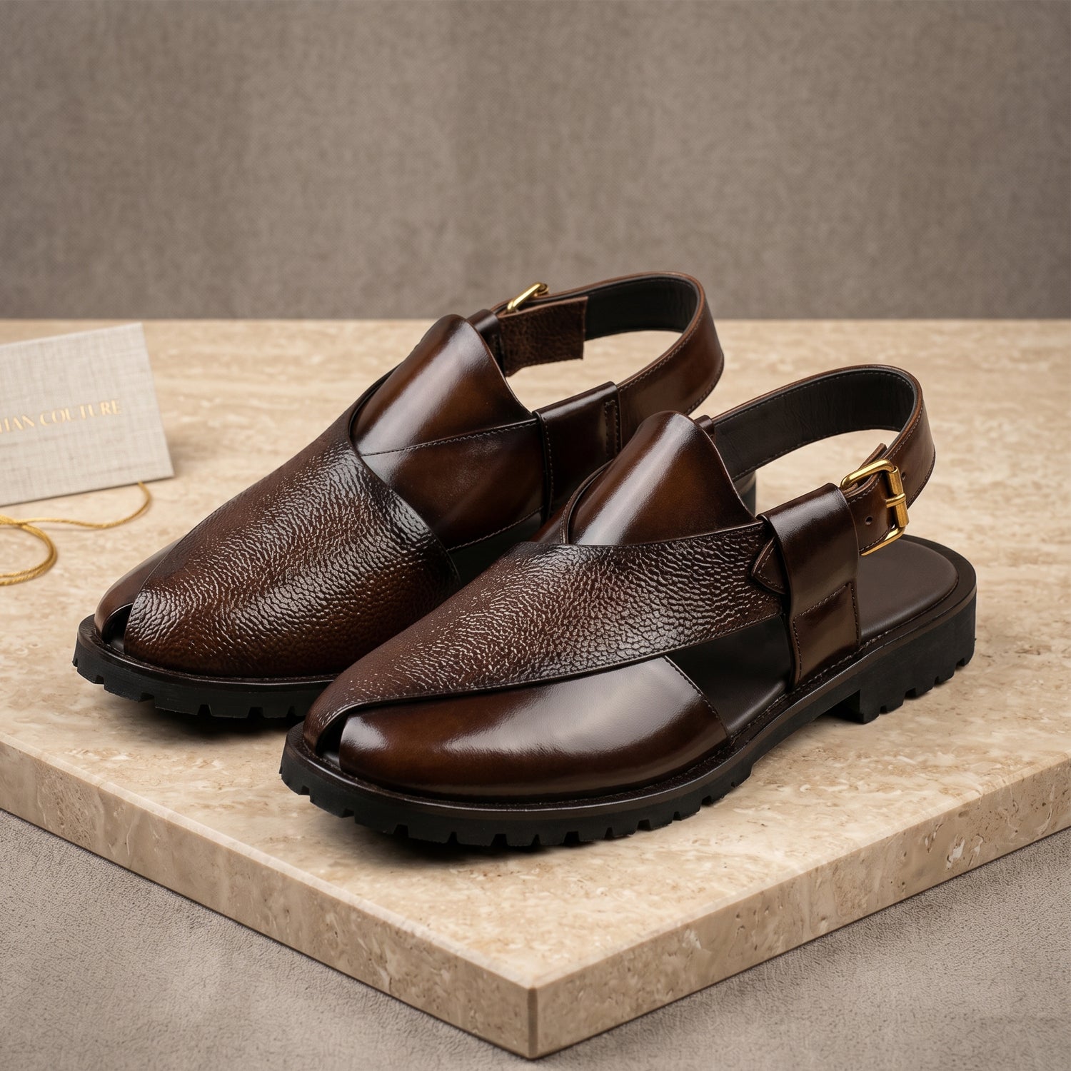plain with mild leather high sole brown 1013