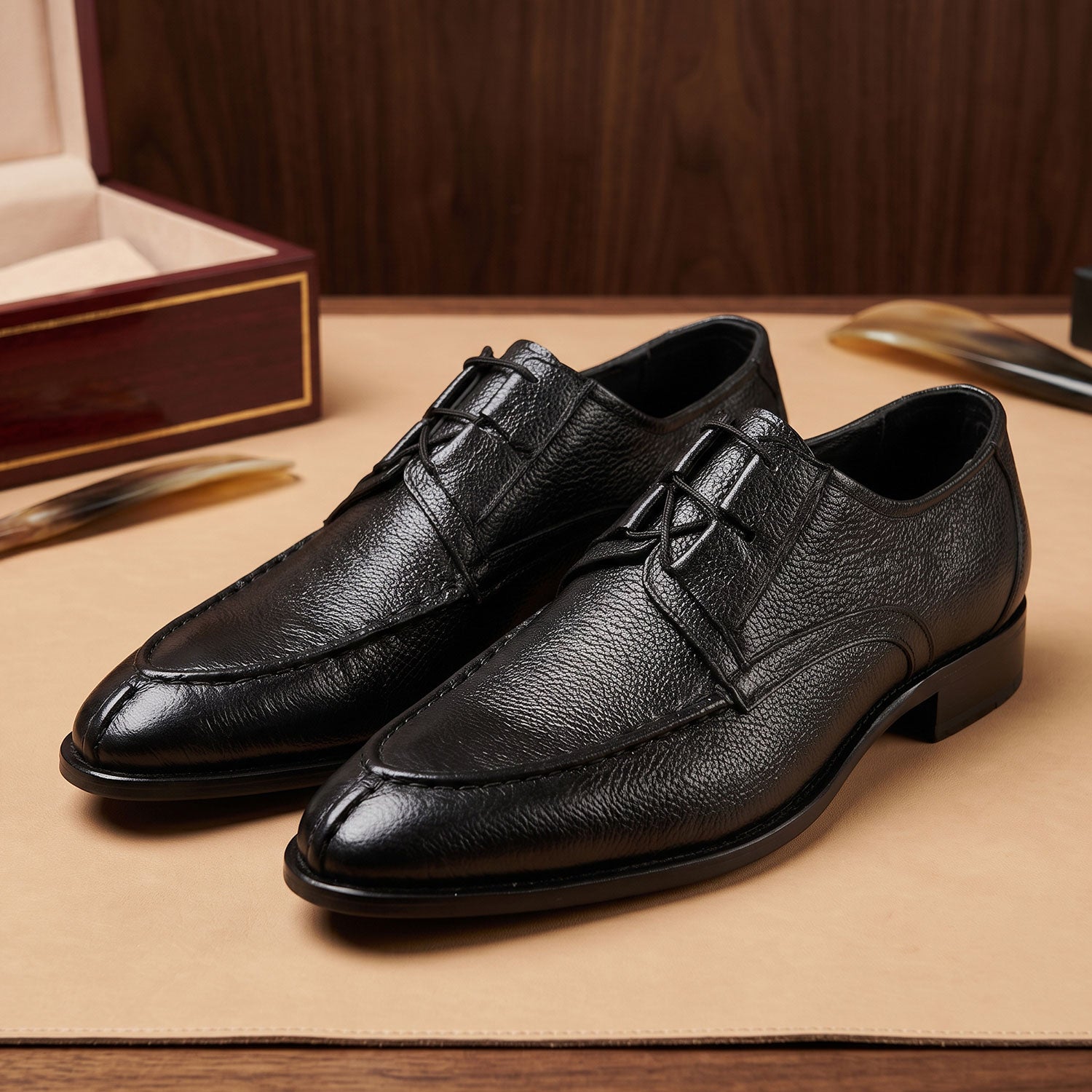Mild Leather Lace Shoe BLacK-008