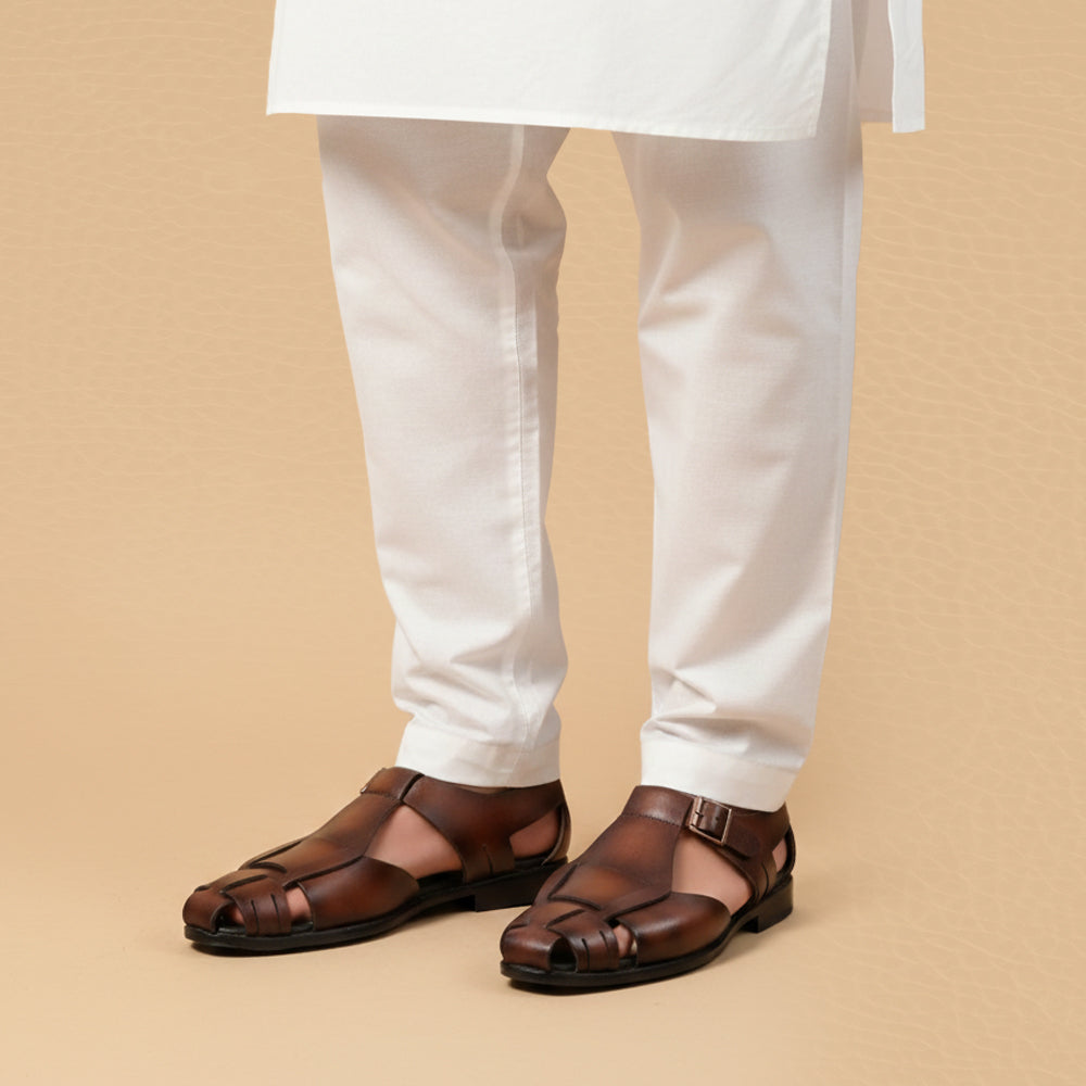 Elegant Cut Leather sole Brown-1006