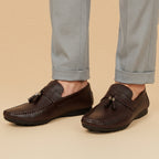 Leather tassel brown-5011
