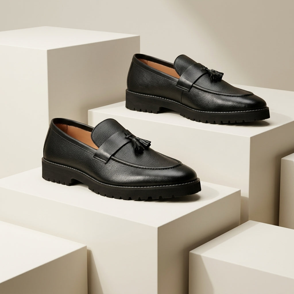Leather Chunky Tassel blk-018