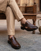 Plain with mild Leather high sole brown 1013