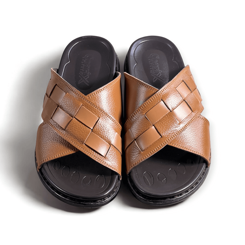 Leather Casual Slipper Tan-3005