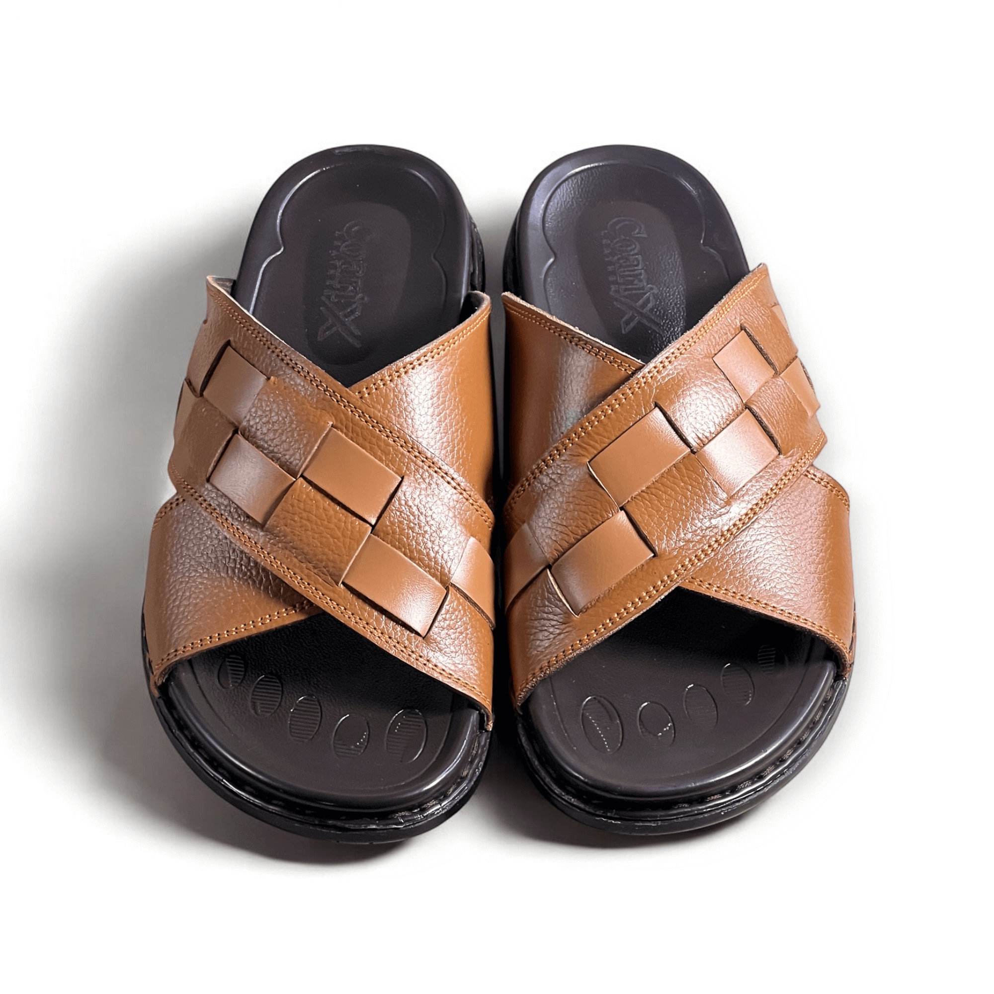 Leather Casual Slipper Tan-3005
