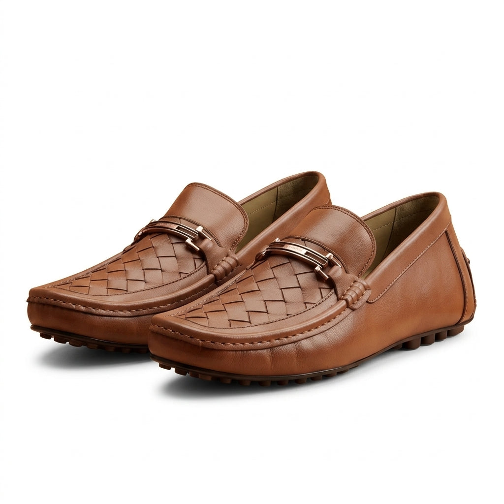 Leather paroi with buckle tan-1162
