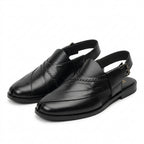 Embosed Peshawari Chappal-BLACK-1009