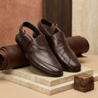 Embosed Peshawari Chappal-BROWN-1009