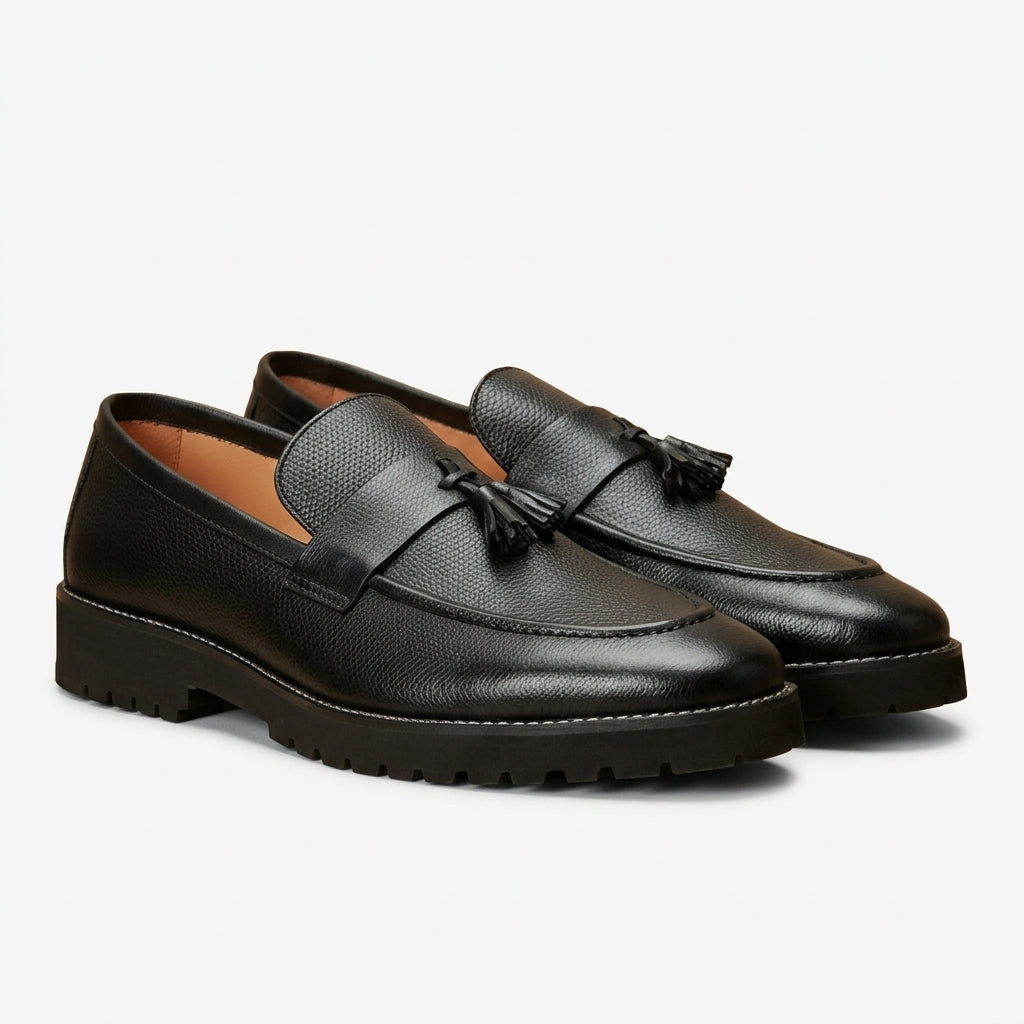 Leather Chunky Tassel blk-018