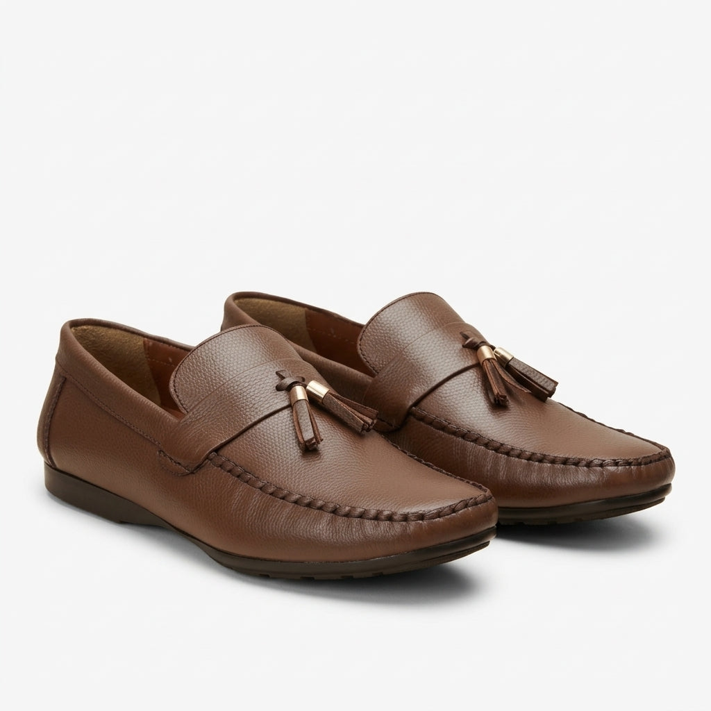 Leather tassel tan-5011