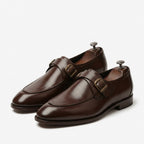 Leather double buckle brown-021