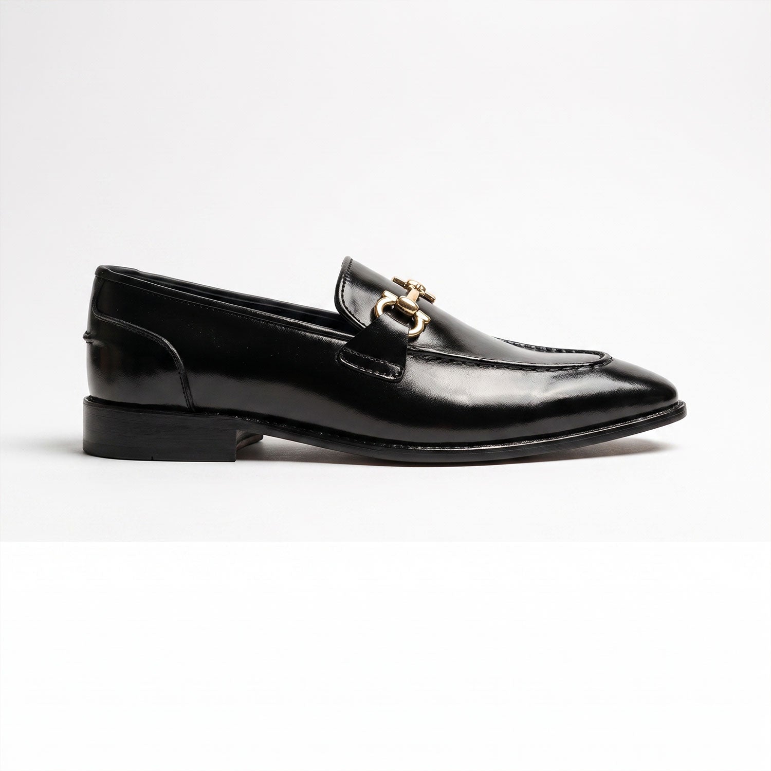 Leather Horsebit Loafers-black-030